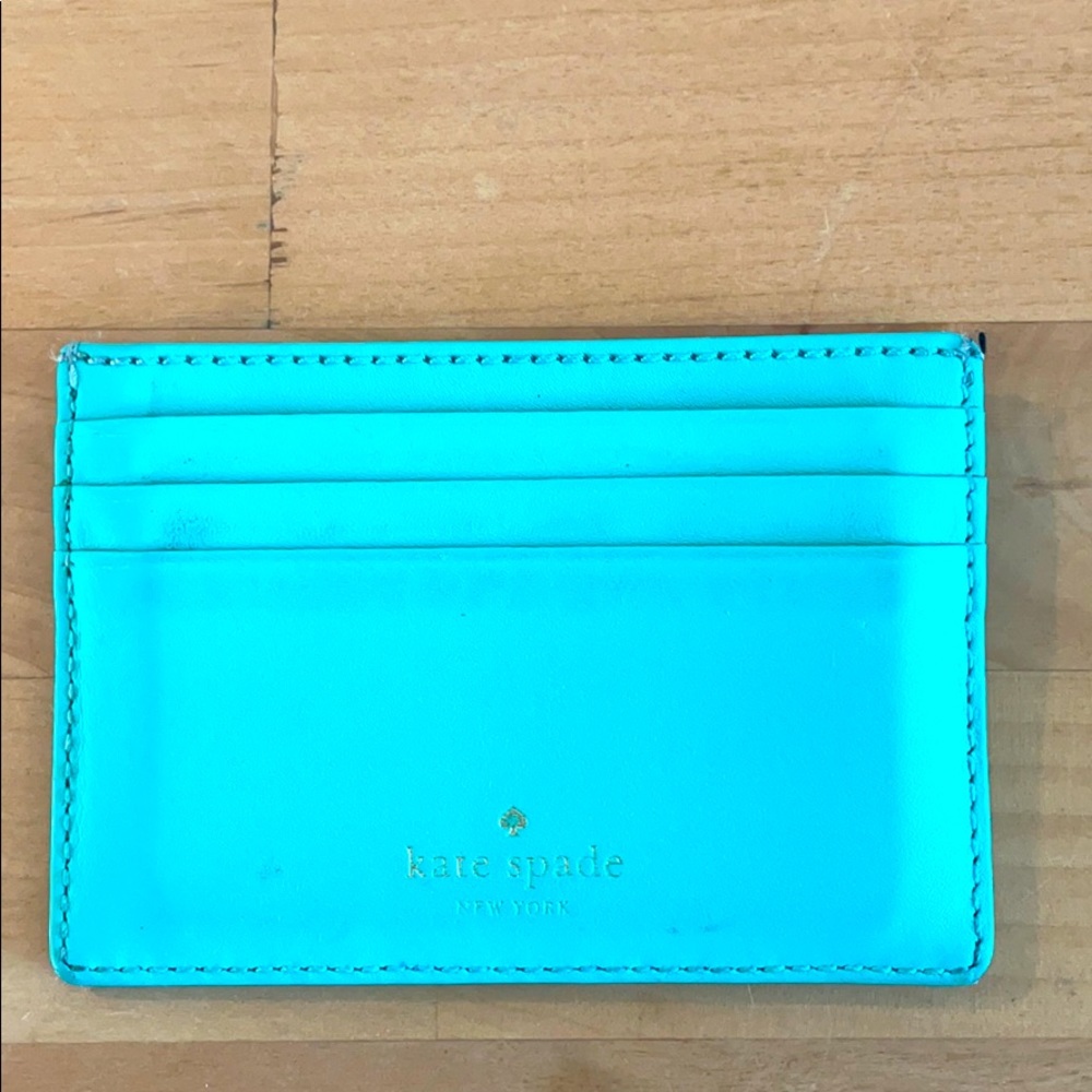 Kate Spade Slim Card Holder Turquoise Teal Blue